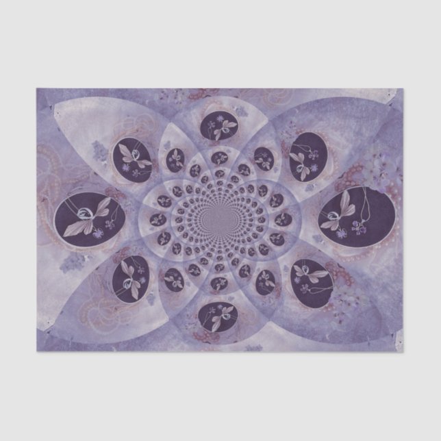Butterflies Purple Vintage Abstract Hippie Boho Tissue Paper (Front)