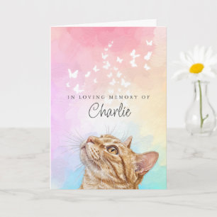 Butterflies Rainbow Orange Tabby Cat Loss Memorial Card