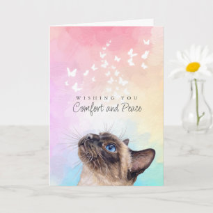 Butterflies Rainbow Siamese Cat Loss Sympathy Card
