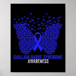 Butterflies Ribbon Guillain Byrre Syndrome Awarene Poster