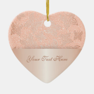 Butterflies Rose Gold Personalise Ceramic Ornament