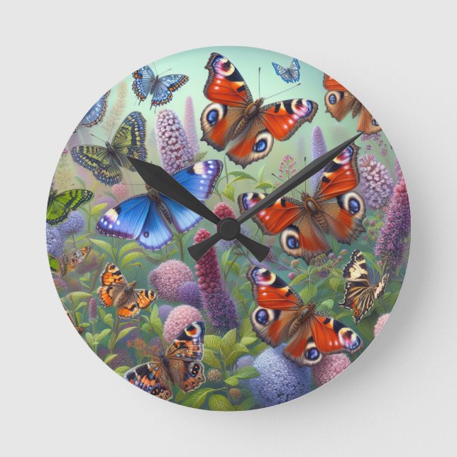 Butterflies Round Clock (Front)