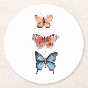 Butterflies Round Paper Coaster