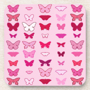 Butterflies, shades of pink and fuchsia coaster
