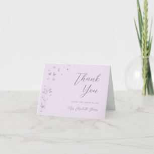 Butterflies Silver Glitter Bridal Shower Folded Thank You Card