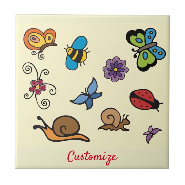 Butterflies Snails Insects Thunder_Cove Ceramic Tile (Front)