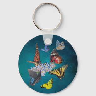 butterflies sobriety symbol acrylic round keychain