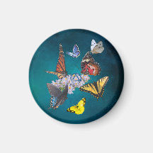 butterflies sobriety symbol round magnet