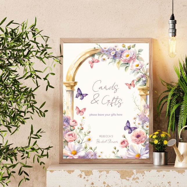 Butterflies spring summer bridal shower table sign (Butterflies spring summer bridal shower table sign editable template digital personalized decor )