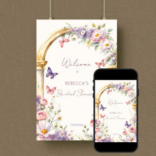 Butterflies spring summer bridal shower welcome poster