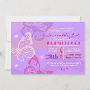 BUTTERFLIES & STARS Bat Mitzvah Invitation