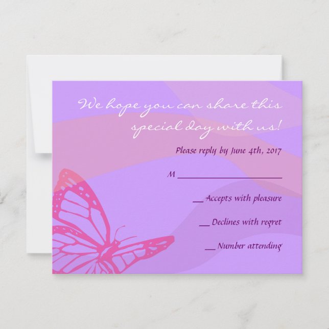 BUTTERFLIES & STARS Bat Mitzvah Reply Card (Front)