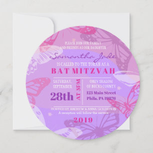 BUTTERFLIES & STARS Round Bat Mitzvah Invitation