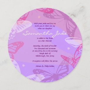 BUTTERFLIES & STARS Round Bat Mitzvah Invitation