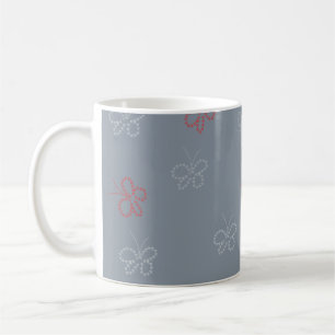 Butterflies Stars Sage Dusty Blue Coffee Mug