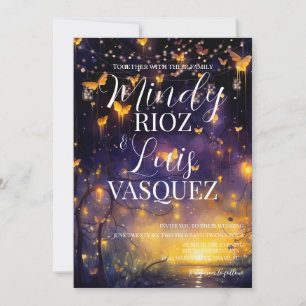 Butterflies Stringlights Wedding Invitation