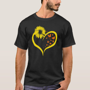 Butterflies Sunflowers Heart Hippie Nature Vintage T-Shirt