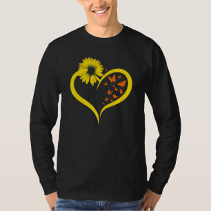 Butterflies Sunflowers Heart Hippie Nature Vintage T-Shirt