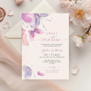 Butterflies Sweet 16 Birthday Invitation