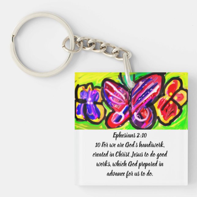 Butterflies to beautiful  magnet key ring (Front)