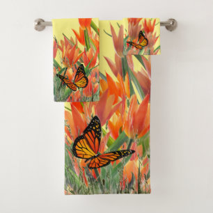 Butterflies & Tulips Bath Towel Set