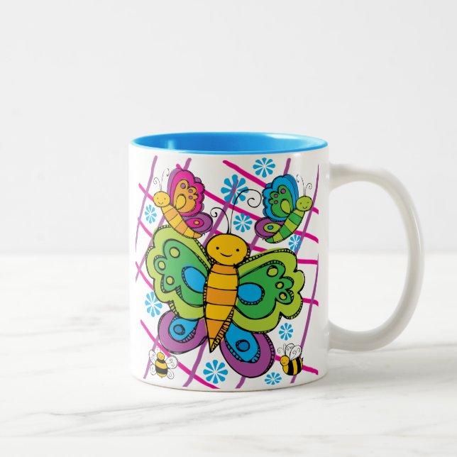 Butterflies Two-Tone Coffee Mug (Right)