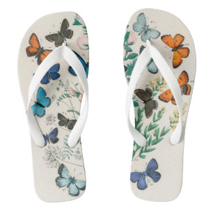 Butterflies, vintage illustration thongs