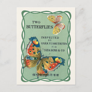 Butterflies Vintage Japan Silk Advertisement Postcard