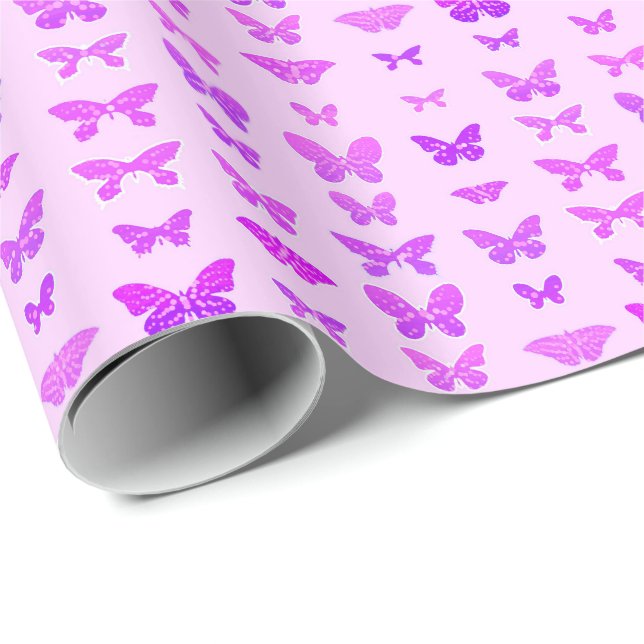 Butterflies, violet, purple and orchid wrapping paper (Roll Corner)
