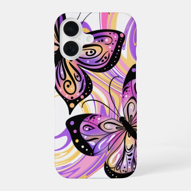 Butterflies Vivid and Bold iPhone 16 Case (Back)