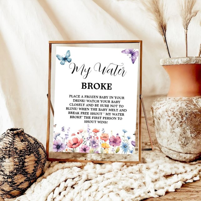 Butterflies water broke Baby Shower Game sign (Creator Uploaded)