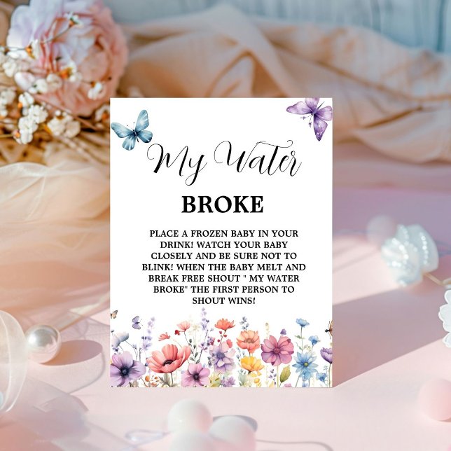 Butterflies water broke Baby  Shower Game sign (Creator Uploaded)