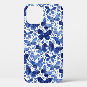 Butterflies Watercolor Blue iPhone 12 Case