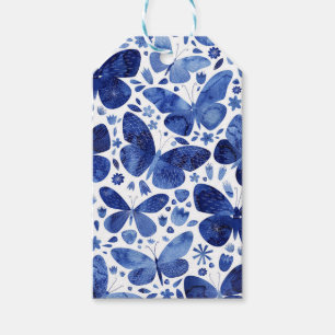 Butterflies Watercolor Blue Gift Tags