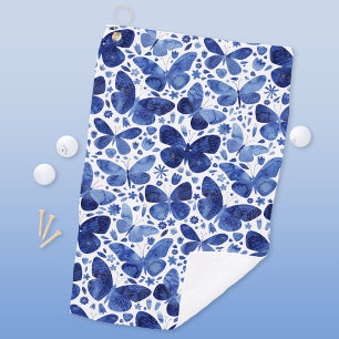 Butterflies Watercolor Blue Golf Towel