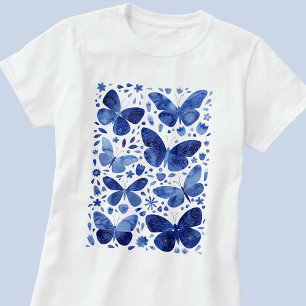 Butterflies Watercolor Blue T-Shirt