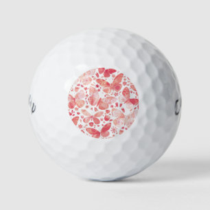 Butterflies Watercolor Coral Pink Golf Balls