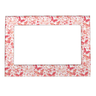 Butterflies Watercolor Coral Pink Magnetic Frame