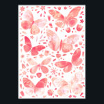 Butterflies Watercolor Coral Pink Poster<br><div class="desc">Coral pink and white watercolor butterfly painting.</div>