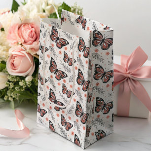 Butterflies Watercolor Coral Pink Small Gift Bag