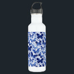 Butterflies Watercolor Indigo Blue 710 Ml Water Bottle<br><div class="desc">Indigo blue and white watercolor butterfly painting.</div>