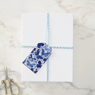Butterflies Watercolor Indigo Blue Gift Tags