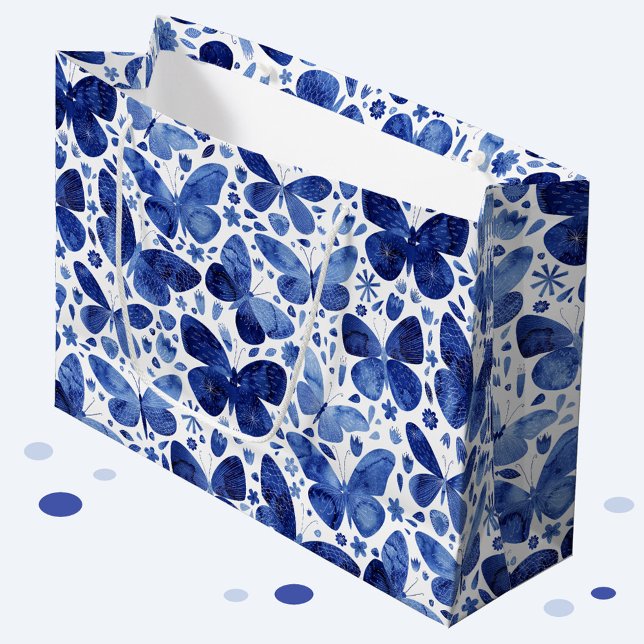 Butterflies Watercolor Indigo Large Gift Bag (Creator Uploaded)