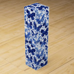 Butterflies Watercolor Indigo Wine Box<br><div class="desc">Indigo blue and white watercolor butterfly painting.</div>