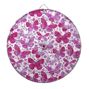 Butterflies Watercolor Magenta Pink Dartboard