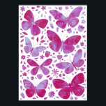 Butterflies Watercolor Magenta Pink Poster<br><div class="desc">Magenta pink and white watercolor butterfly painting.</div>