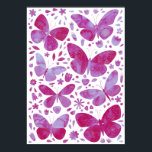 Butterflies Watercolor Magenta Pink Poster<br><div class="desc">Magenta pink and white watercolor butterfly painting.</div>