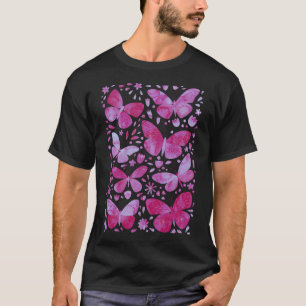 Butterflies Watercolor Magenta Pink T-Shirt
