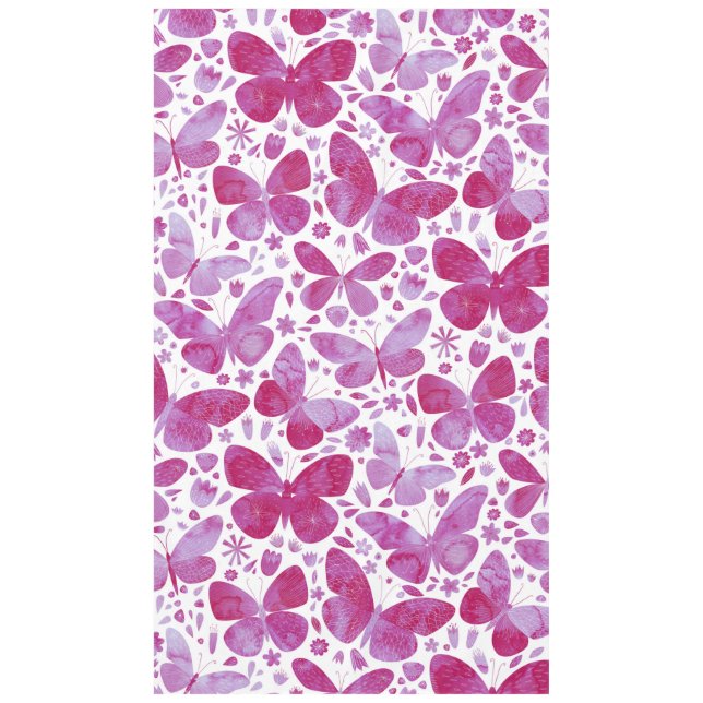 Butterflies Watercolor Magenta Pink Tablecloth (Front)