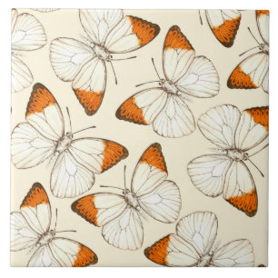 Butterflies watercolor pattern ceramic tile